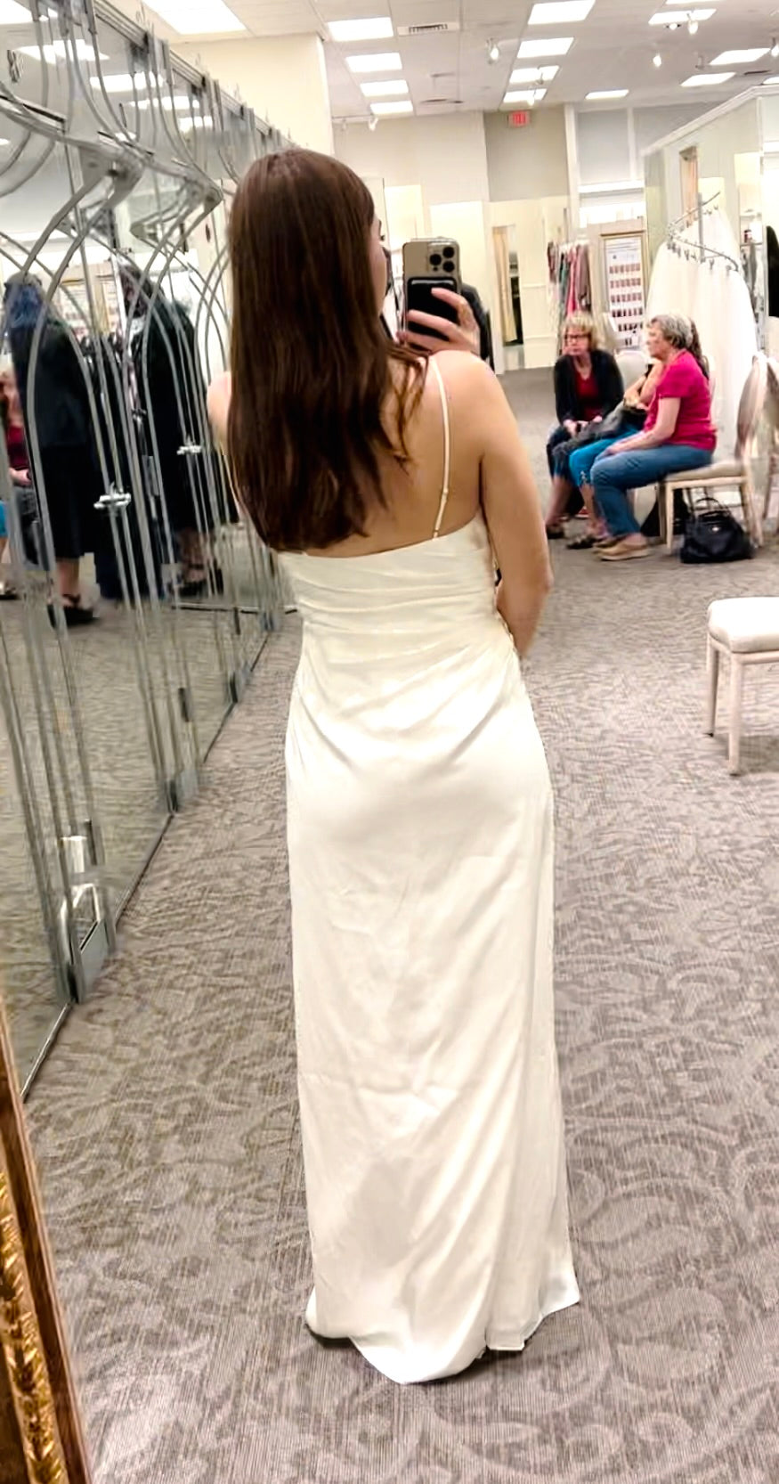 DB draped satin spaghetti strap sheath wedding dress- 4