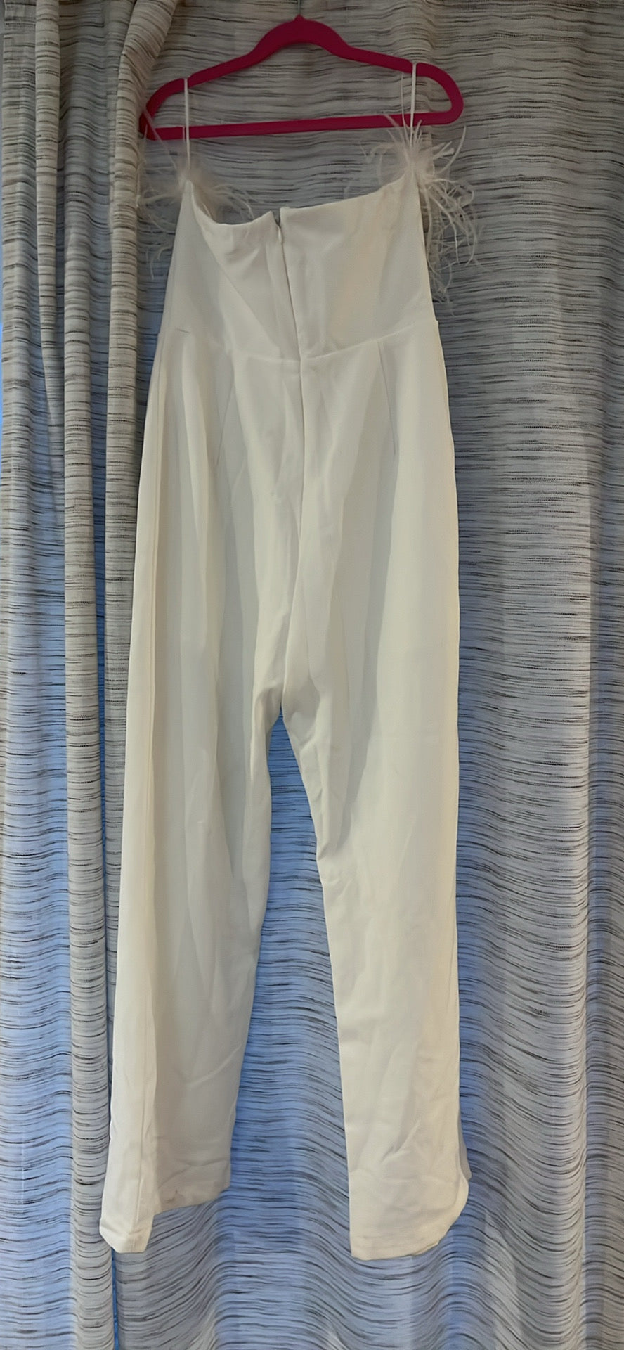 Lena Feather Trim Wide Leg Jumpsuit - S