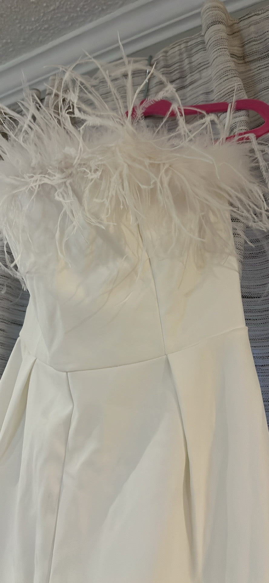 Lena Feather Trim Wide Leg Jumpsuit - S