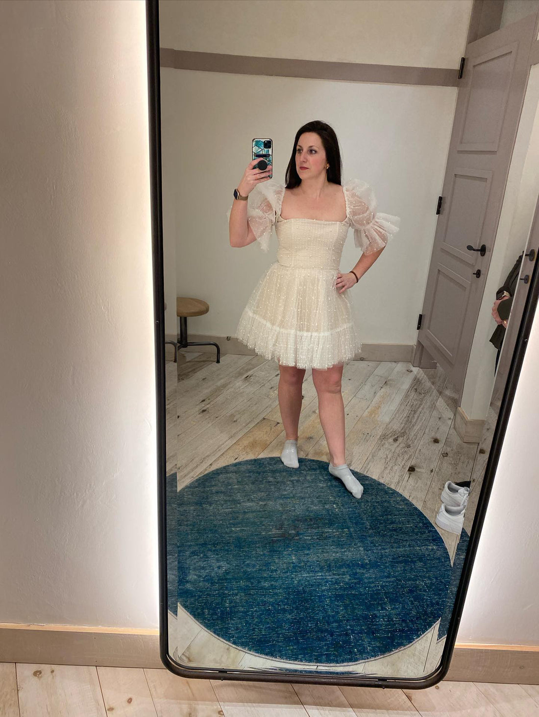 BHLDN BY Watters Macaron Square Neck Tulle Embellished Mini Dress - 10