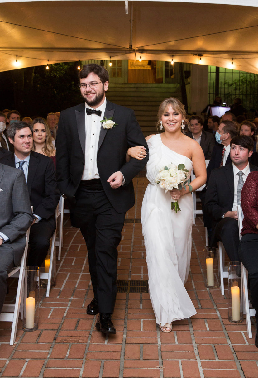 Azazie Sharon A-Line One Shoulder Chiffon Floor-Length Dress Ivory - Custom Size