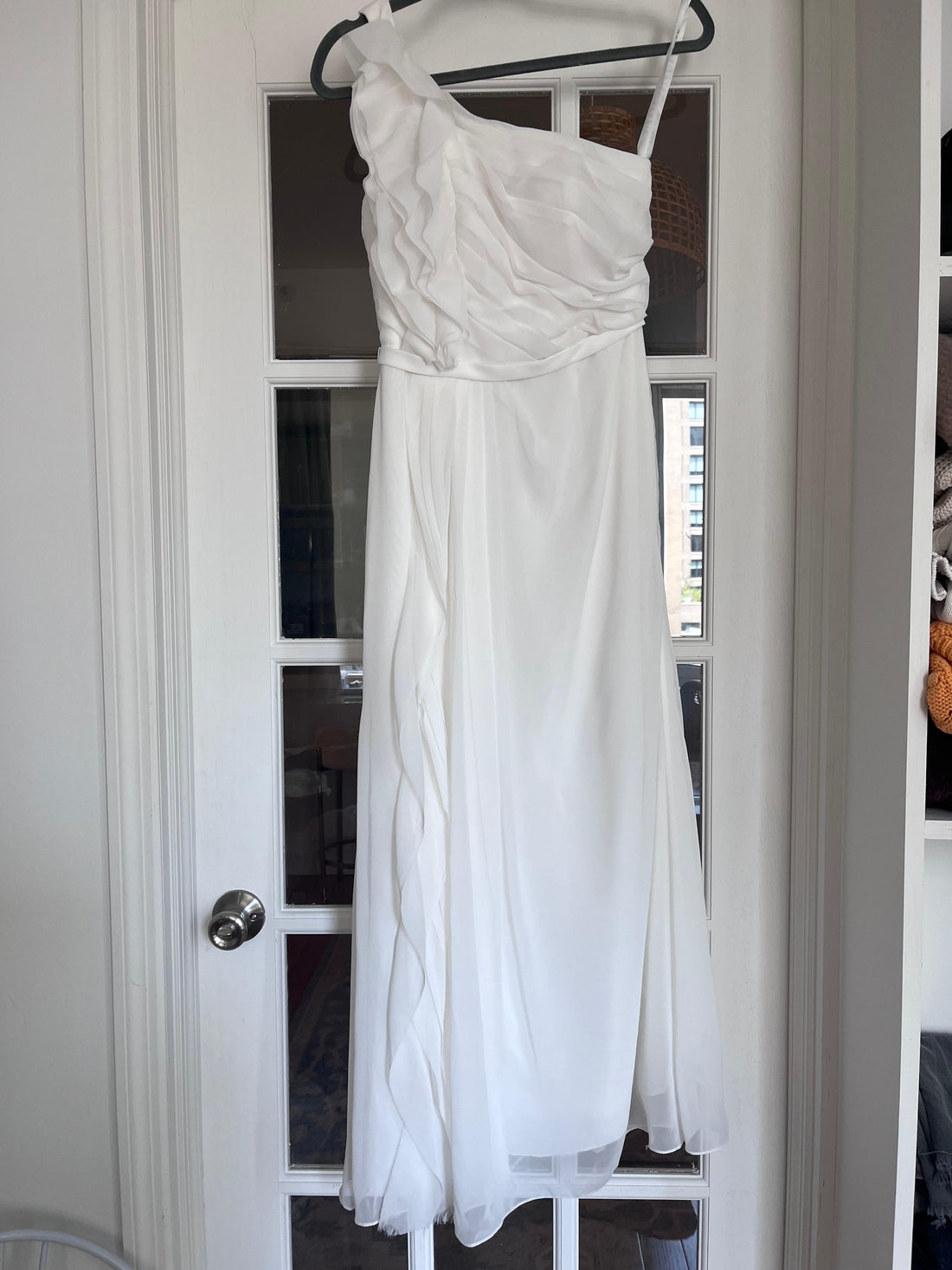 Azazie Sharon A-Line One Shoulder Chiffon Floor-Length Dress Ivory - Custom Size