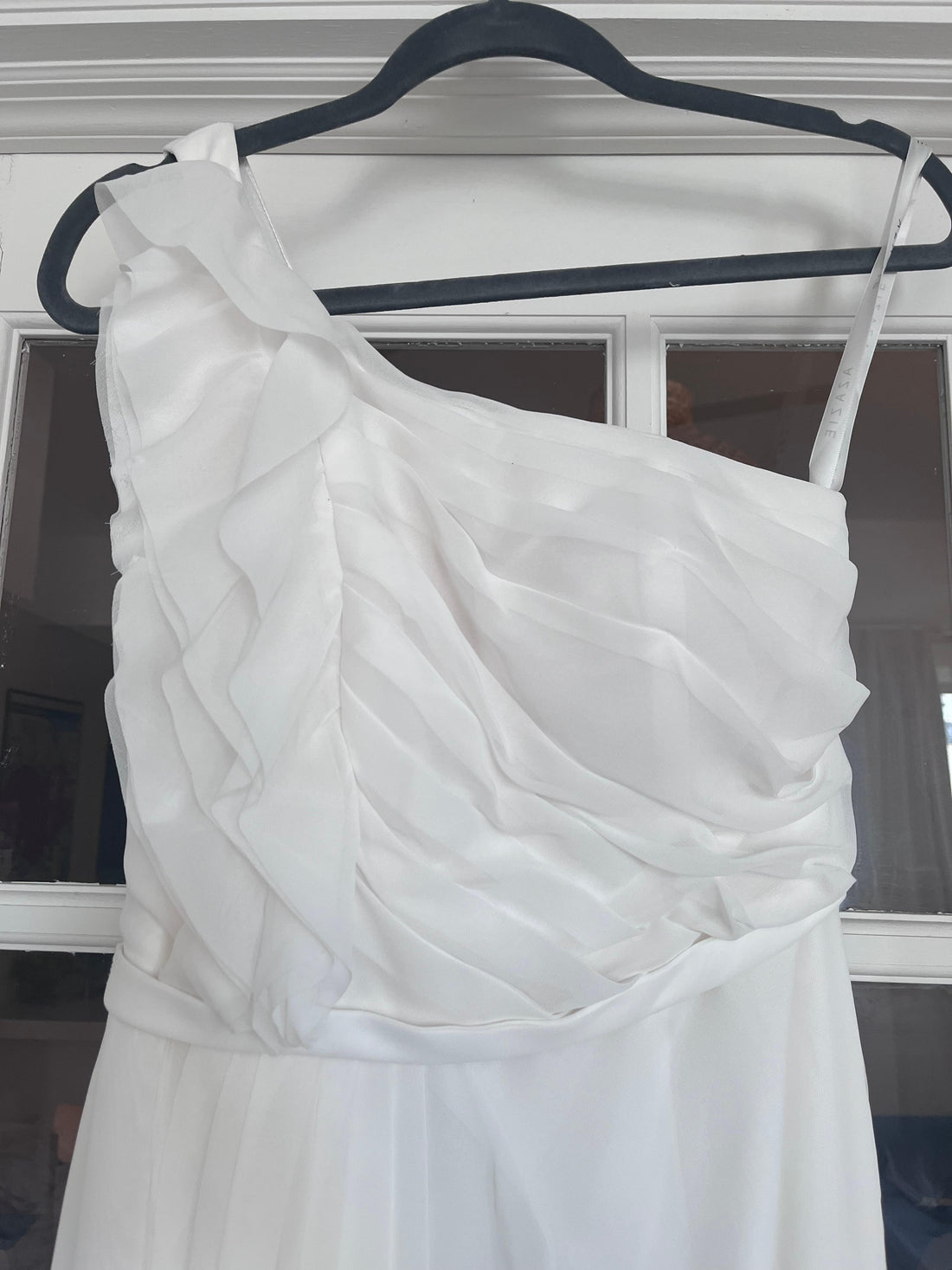 Azazie Sharon A-Line One Shoulder Chiffon Floor-Length Dress Ivory - Custom Size