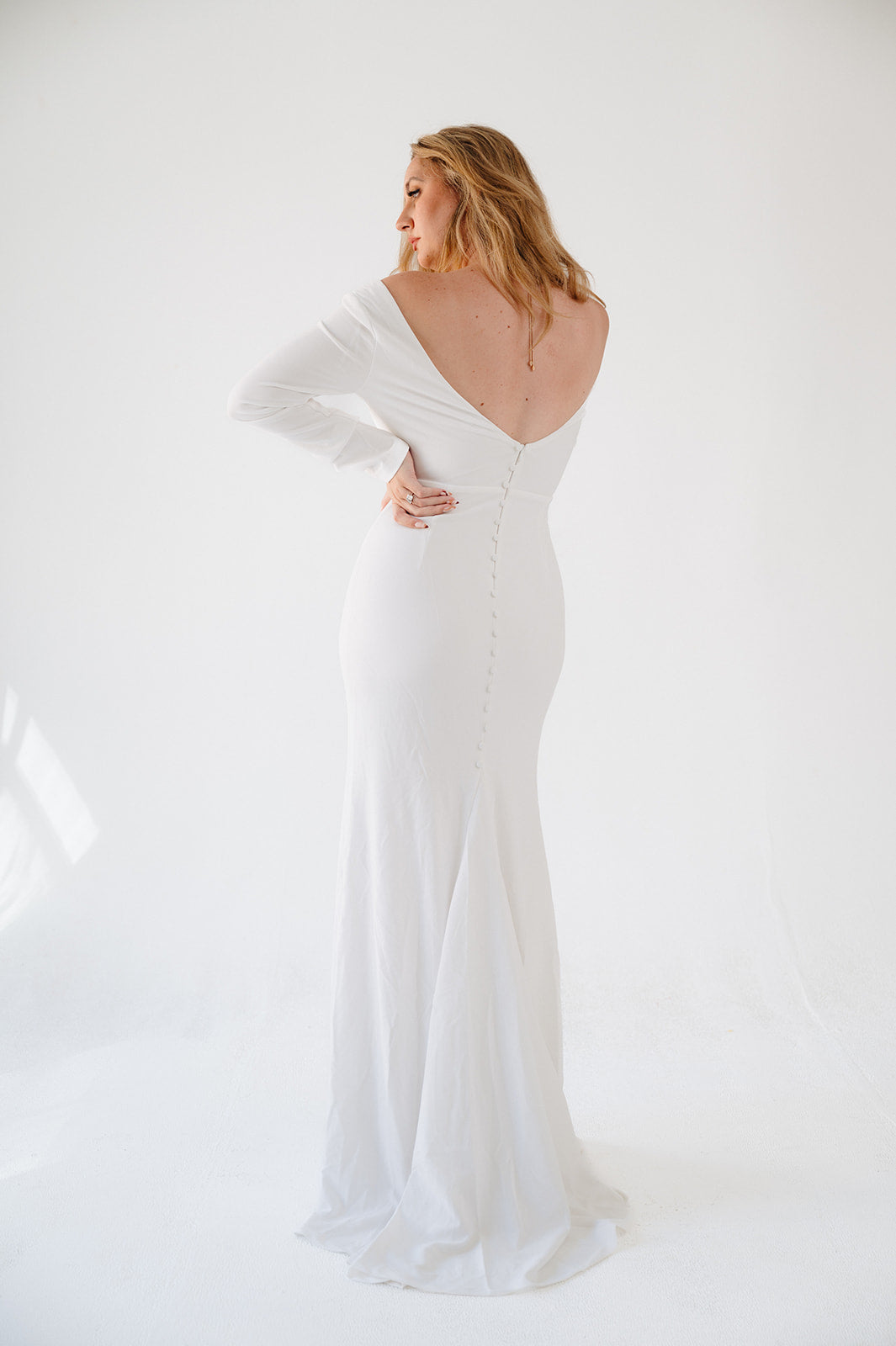 Lulus Feeling of Forever White Long Sleeve Mermaid Maxi Dress - M