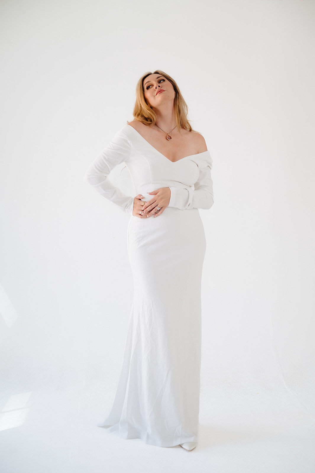 Lulus Feeling of Forever White Long Sleeve Mermaid Maxi Dress - M