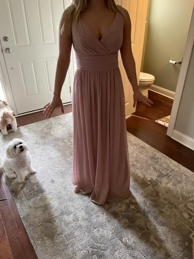 Bill Levkoff Amber Chiffon V-Neck A-Line Princess Dress Frost Rose - 10