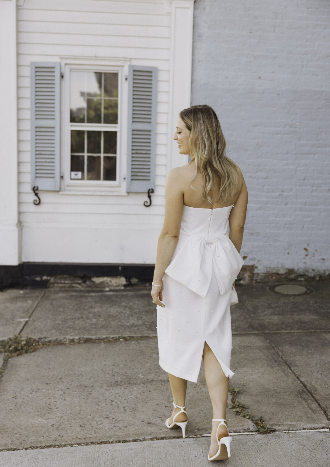 Sachin & Babi Gemma Strapless Back-Bow Pearl Midi Dress - 8