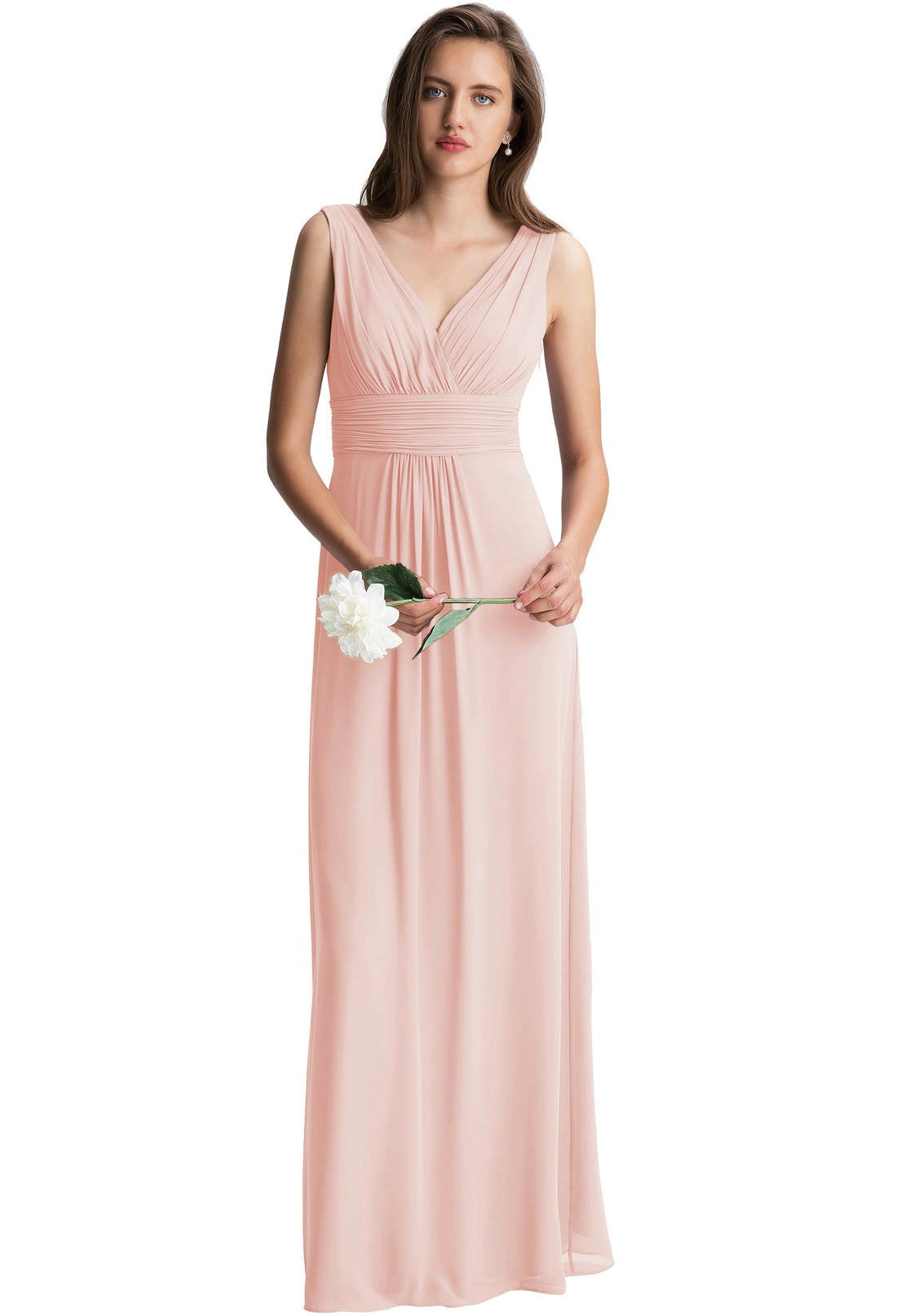 Bill Levkoff Amber Chiffon V-Neck A-Line Princess Dress Frost Rose - 10
