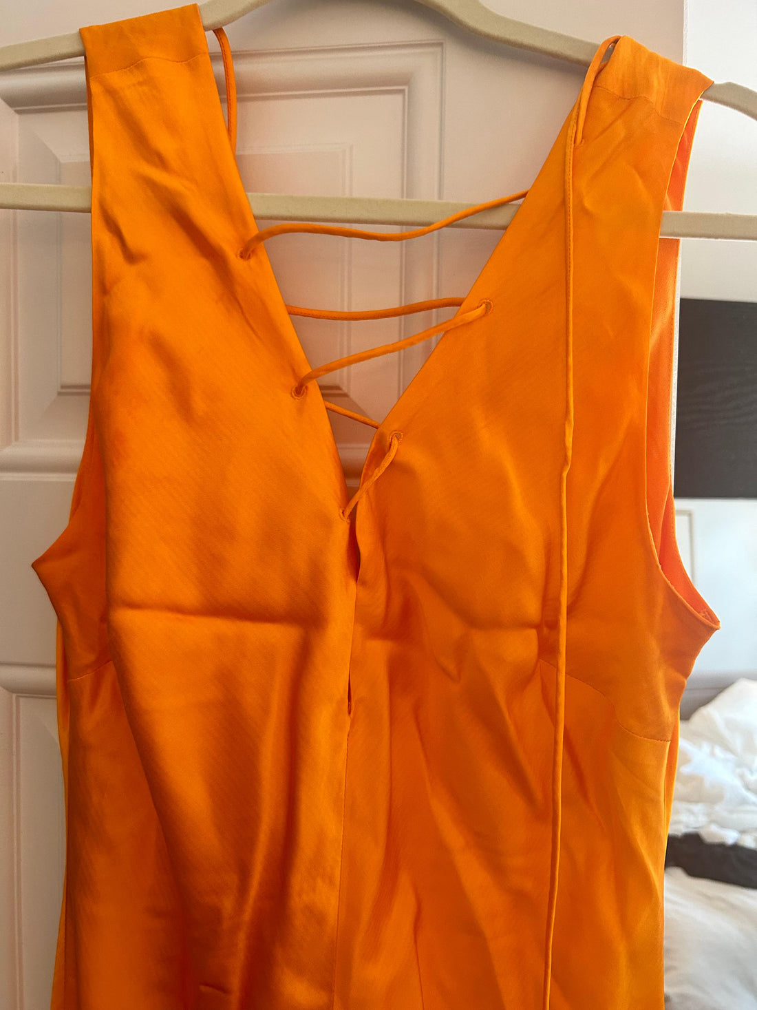 FRAME Lace Up Front Midi Dress - S