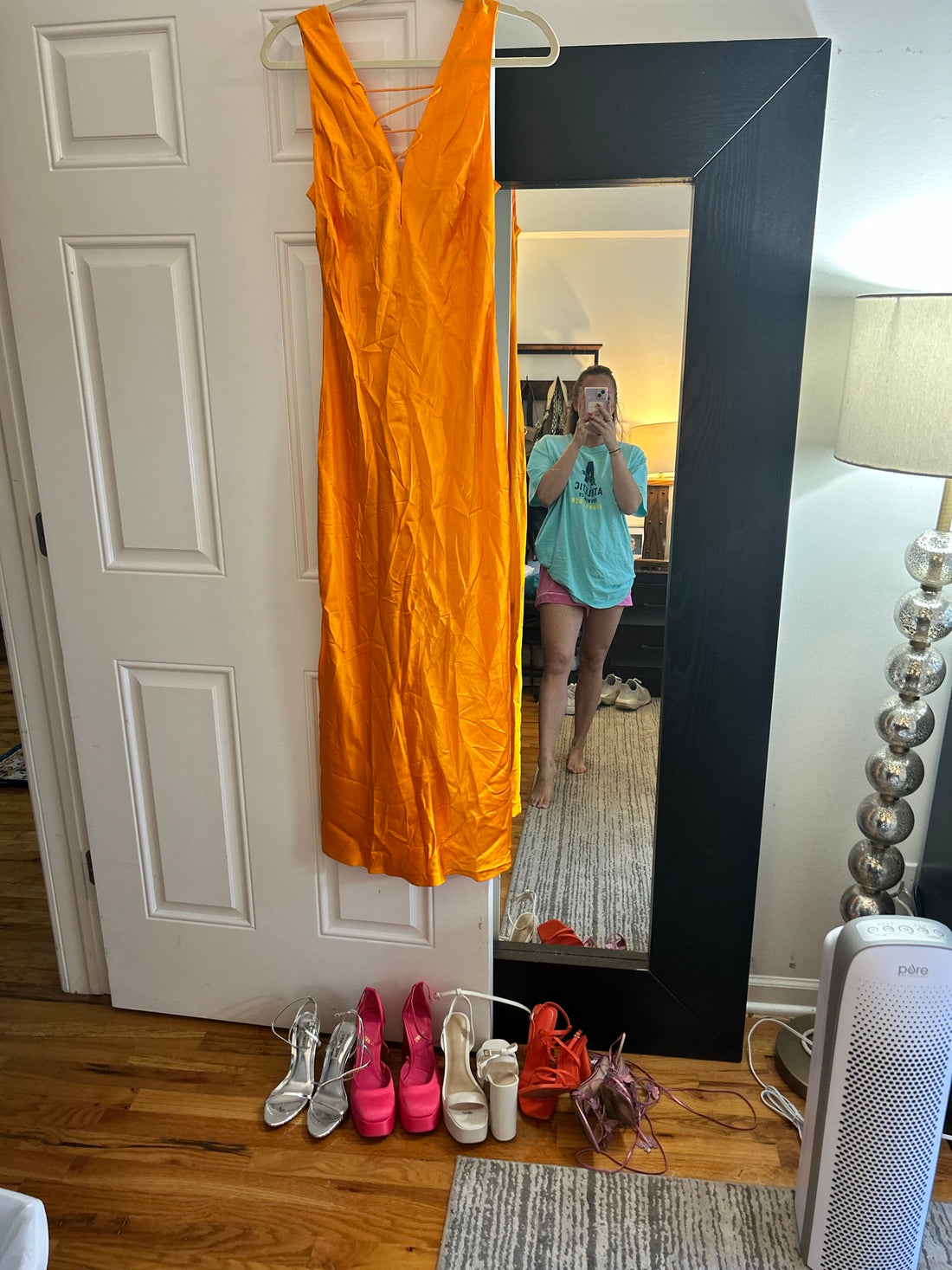 FRAME Lace Up Front Midi Dress - S