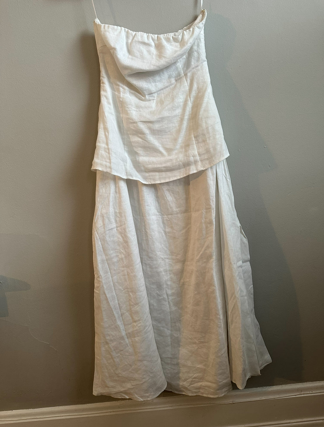 DISSH Saskia White Linen Strapless Dress - 4