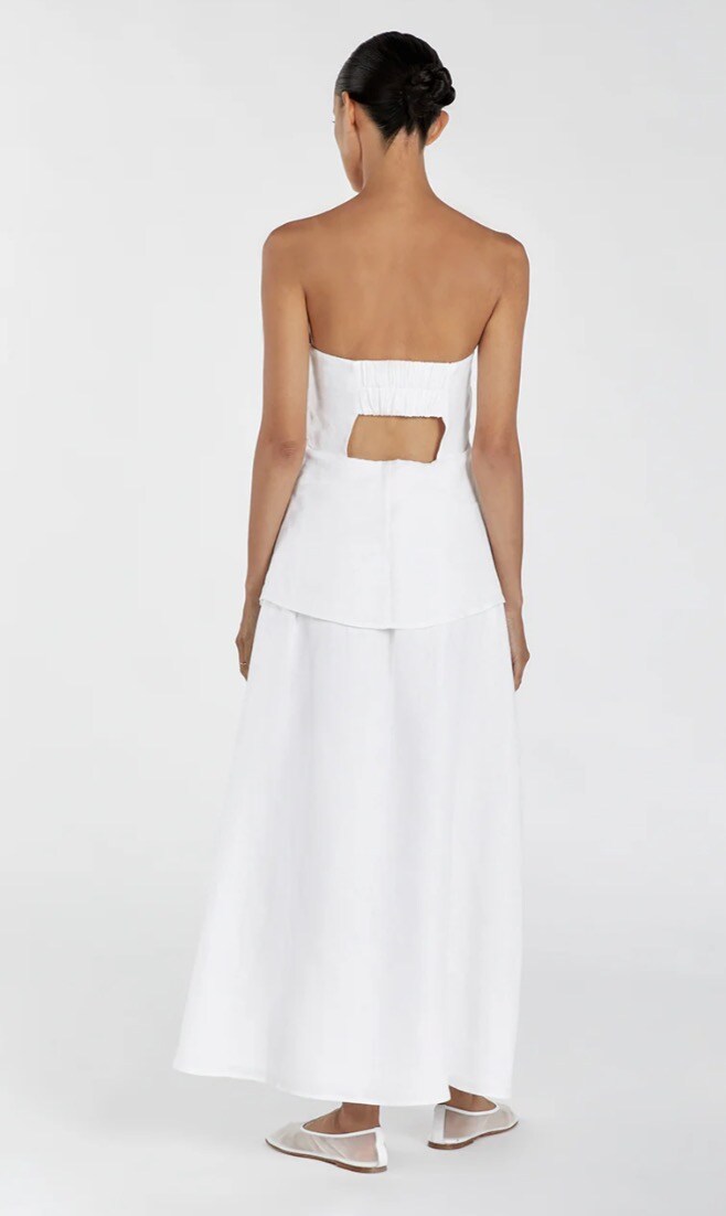DISSH Saskia White Linen Strapless Dress - 4