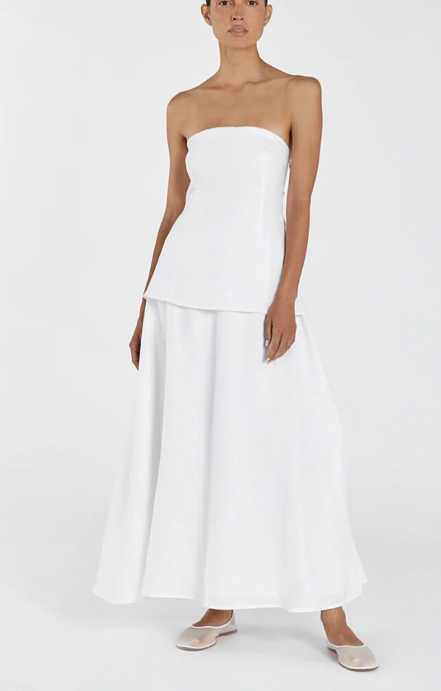 DISSH Saskia White Linen Strapless Dress - 4