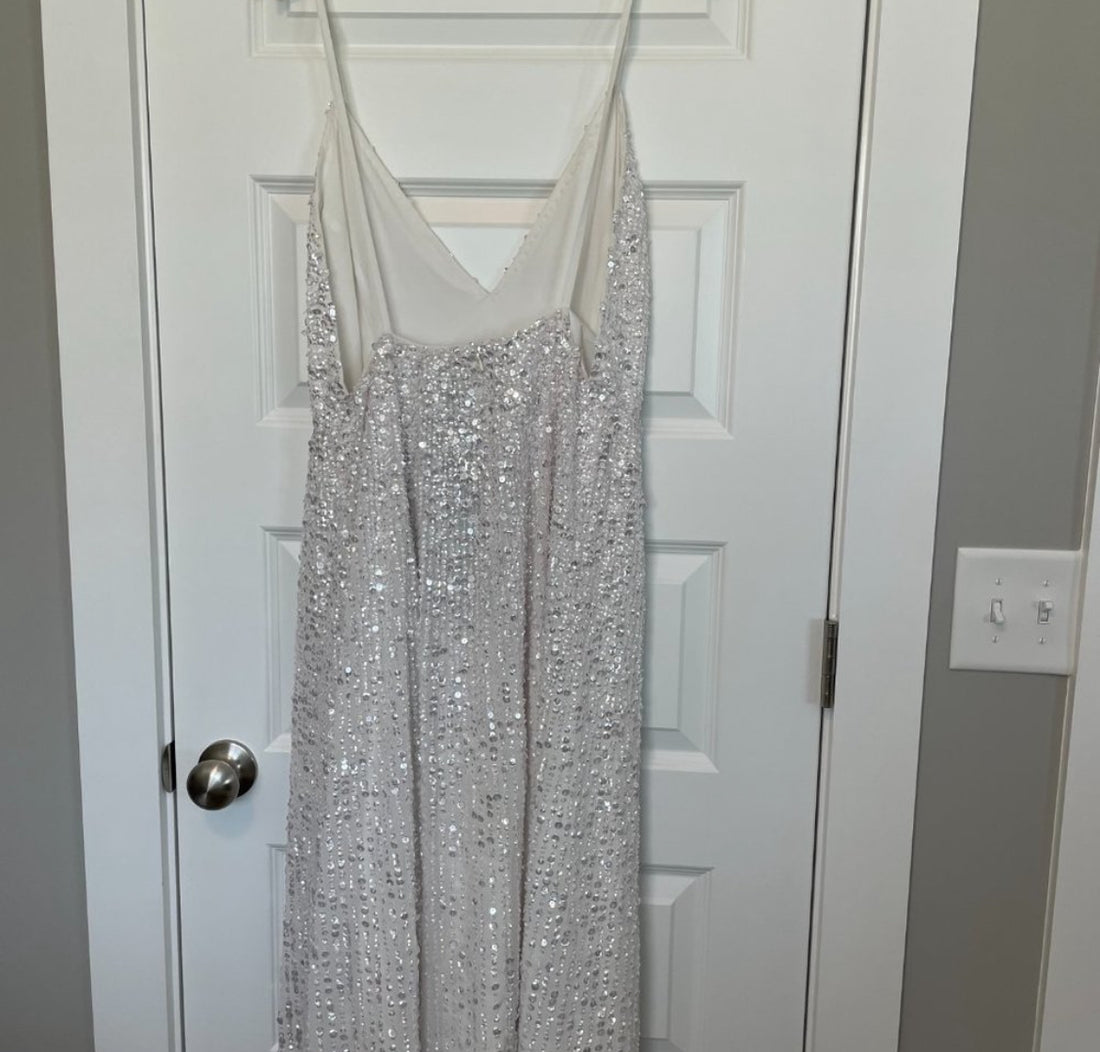 ASOS DESIGN Eva embellished cami midi wedding dress in ivory - 8