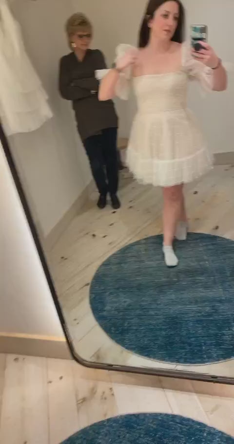 BHLDN BY Watters Macaron Square Neck Tulle Embellished Mini Dress - 10