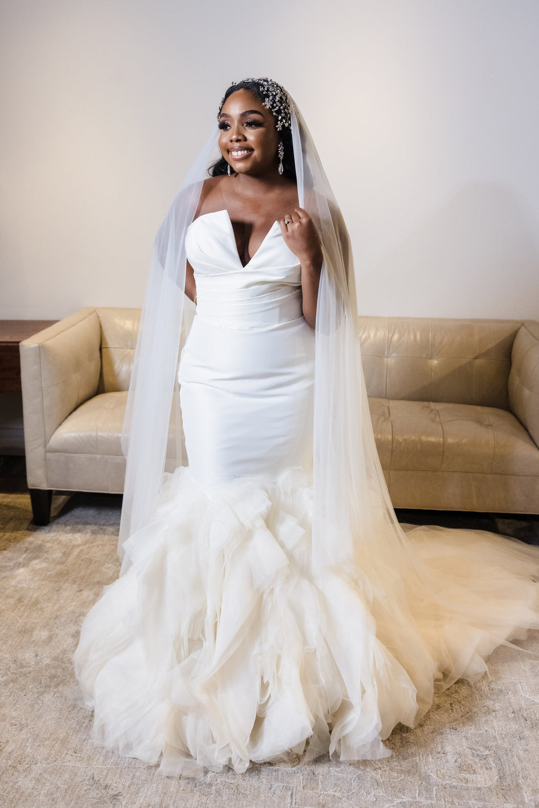 Cathedral Veil European Blusher - Studio Mariée