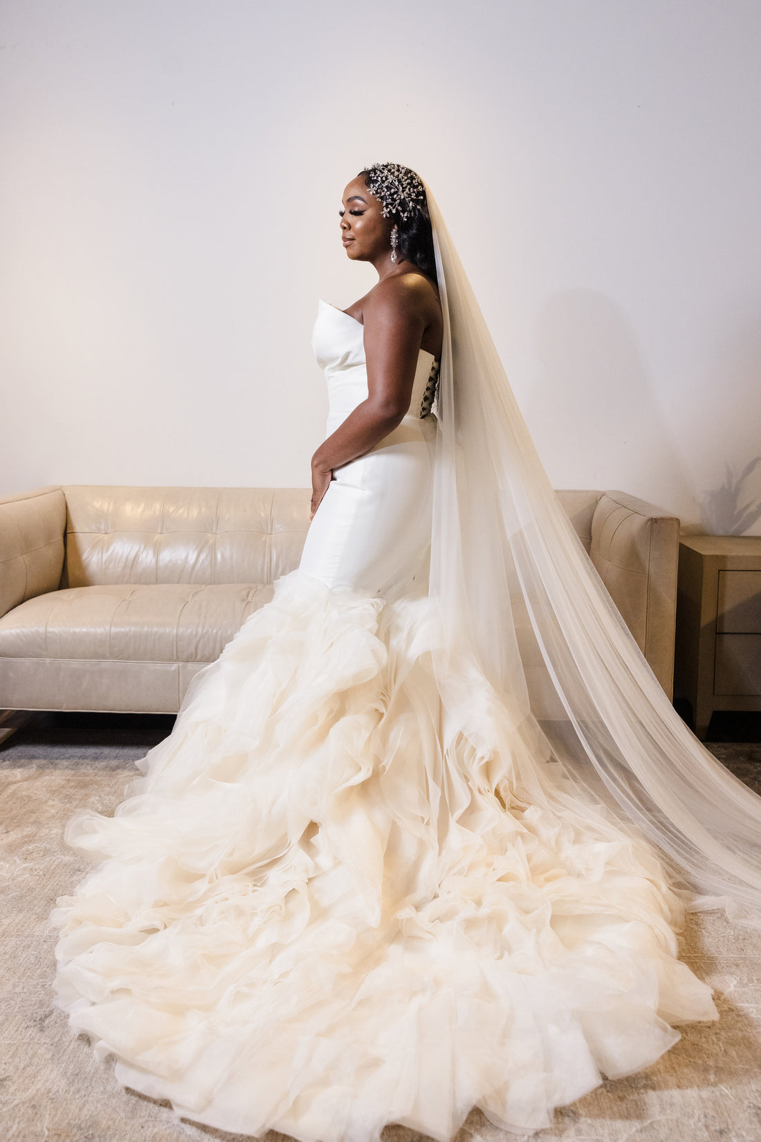 Cathedral Veil European Blusher - Studio Mariée