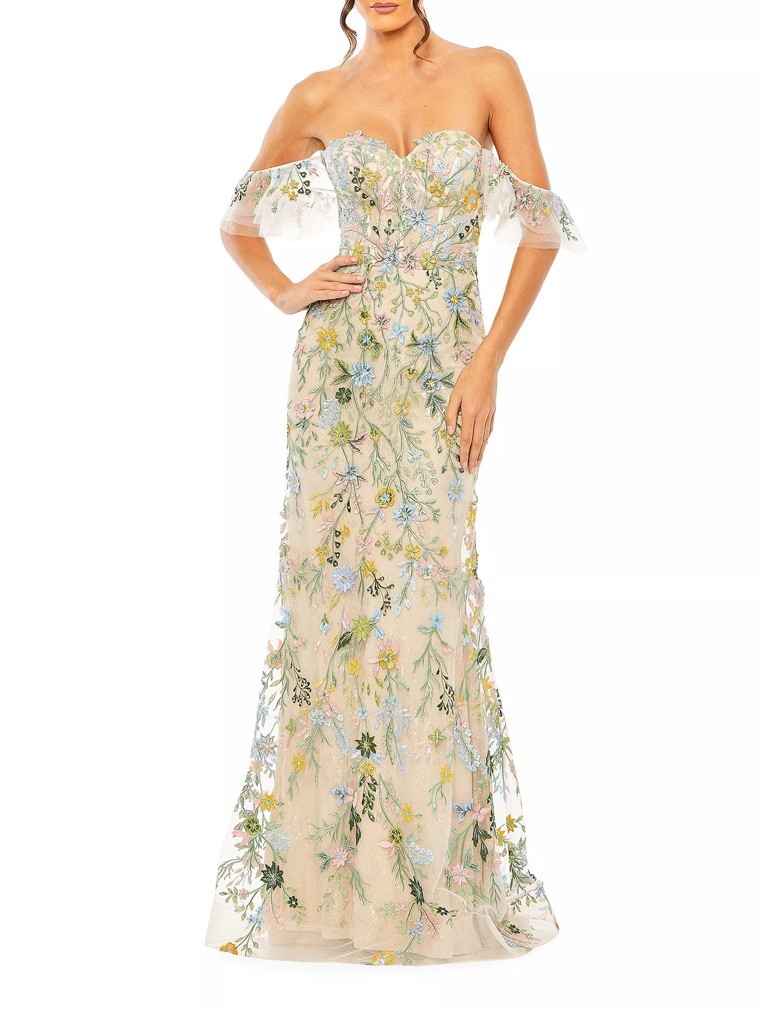 Mac Duggal Prom Floral Off-The-Shoulder Gown - 10