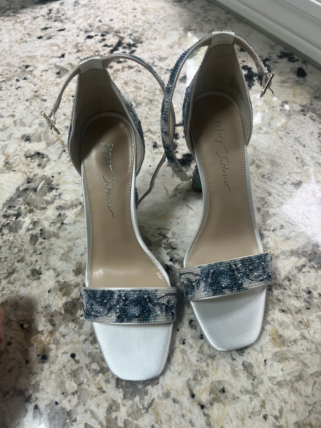 Betsey Johnson Women's Dani Ankle Strap Evening Sandals In Blue Floral - 8