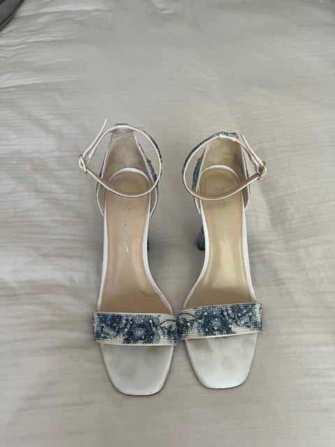 Betsey Johnson Women's Dani Ankle Strap Evening Sandals In Blue Floral - 8