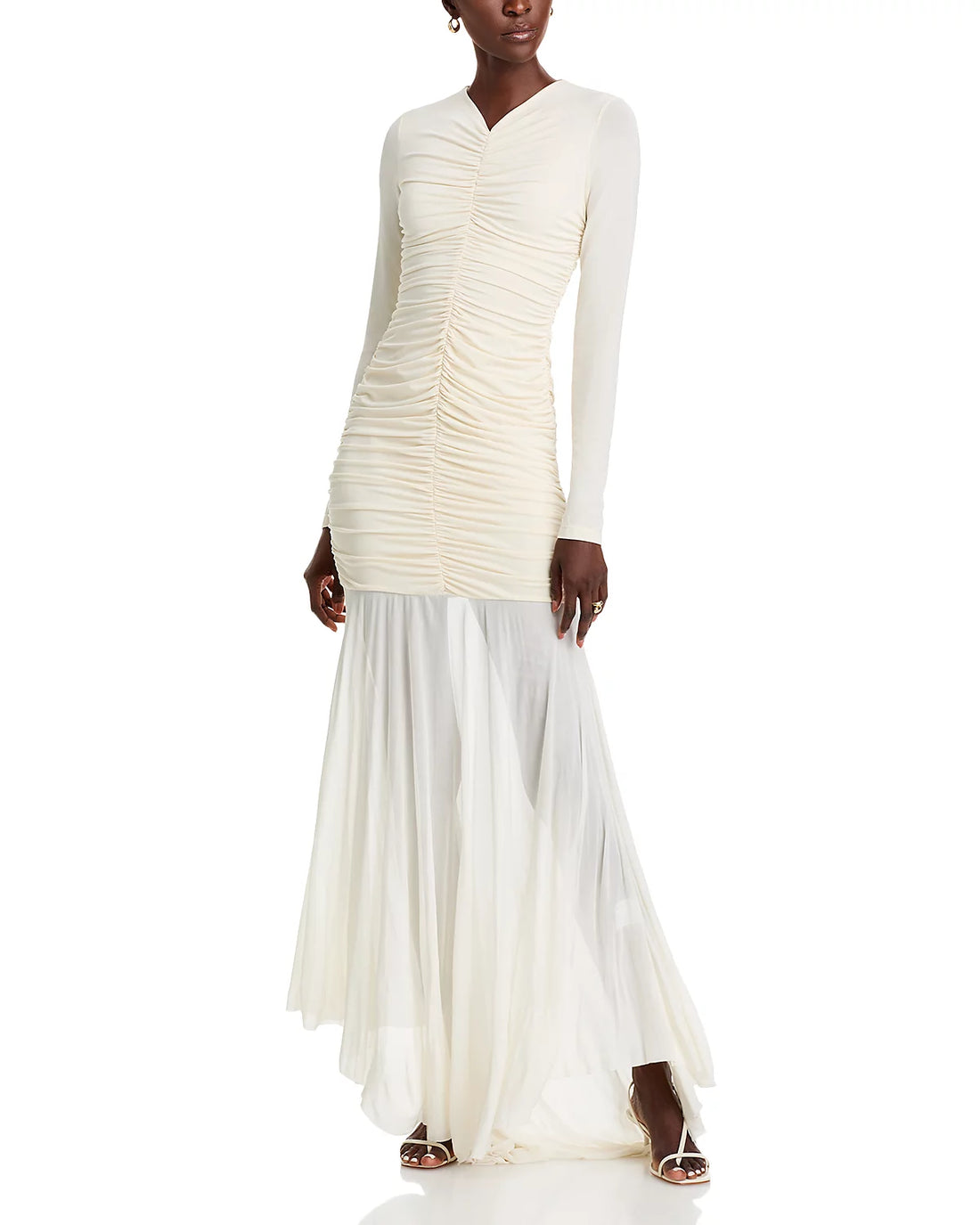 A.L.C. Fawn Ruched Mesh Maxi Dress - S