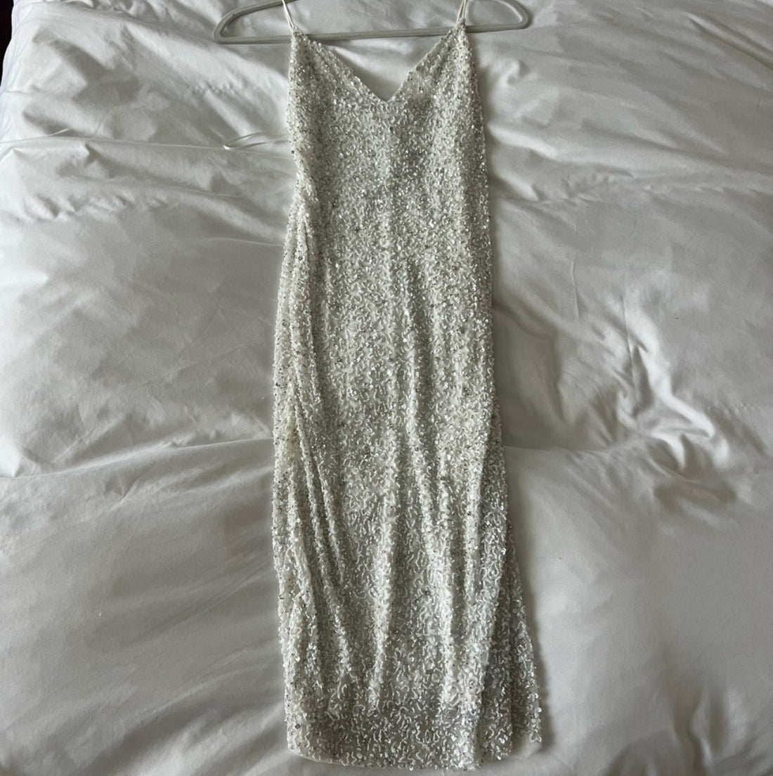 Retrofête Billie White Sequin Dress - S