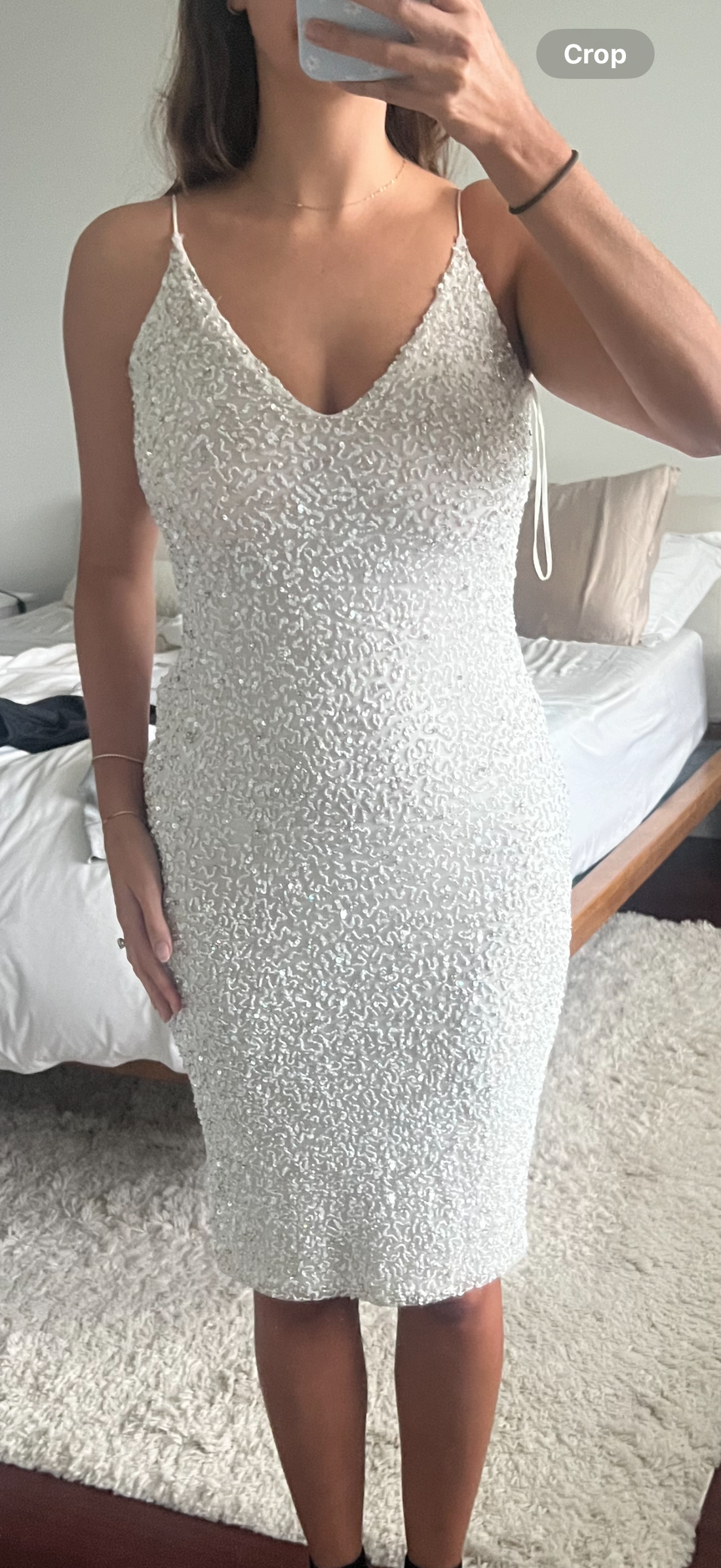 Retrofête Billie White Sequin Dress - S