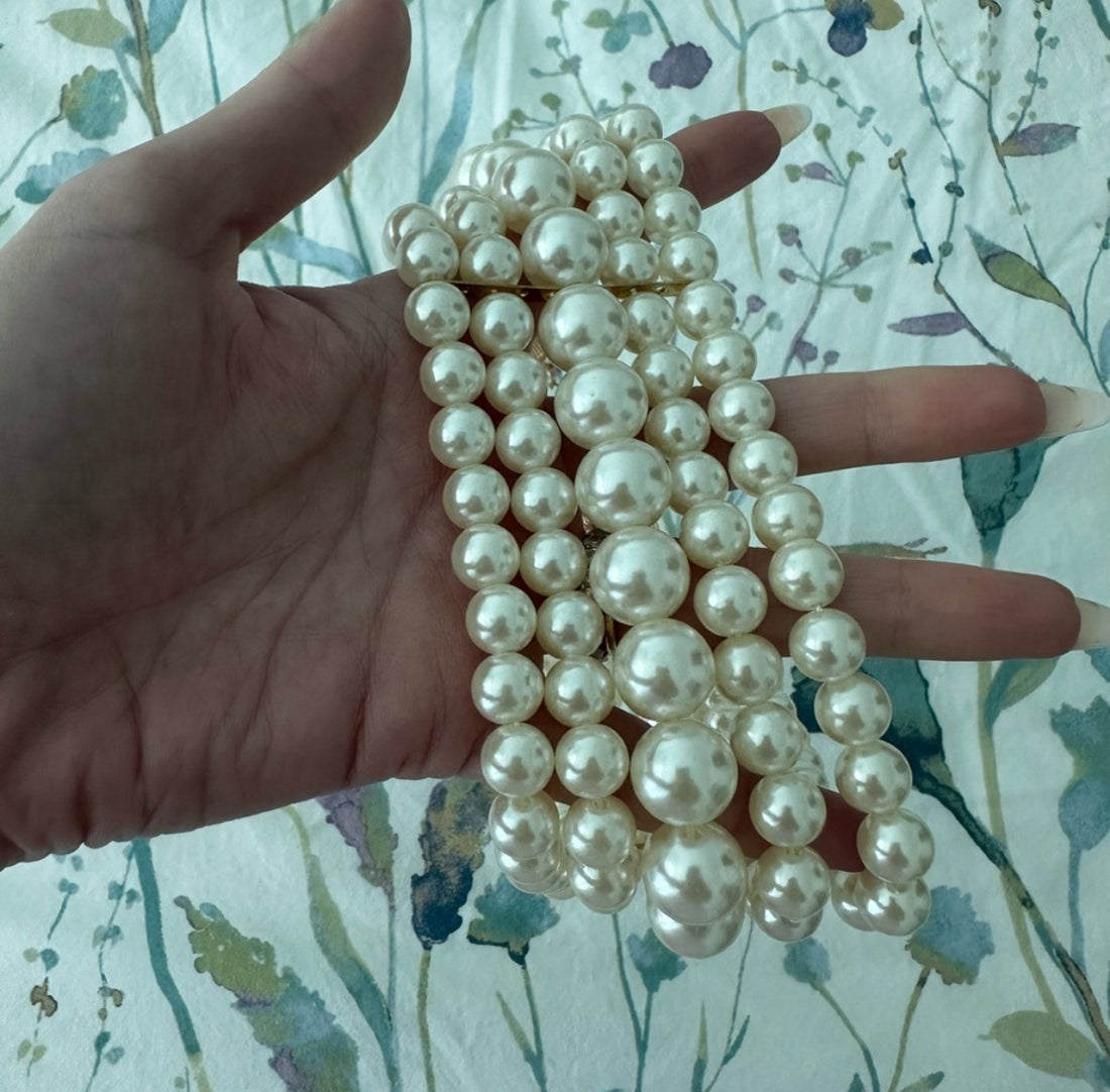 Custom 5 row faux pearl choker necklace
