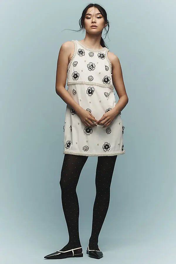 Maeve 3D Embellished Shift Mini Dress - XS