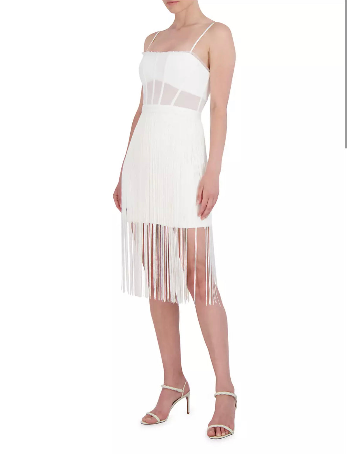 BCBGMAXAZRIA Corset Fringe Hem Sheath Dress Hemmed to a Mini 4