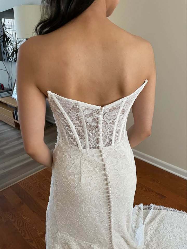 Jenny by Jenny Yoo Dove Long-Sleeve Off-The-Shoulder Lace Wedding Gown - 0