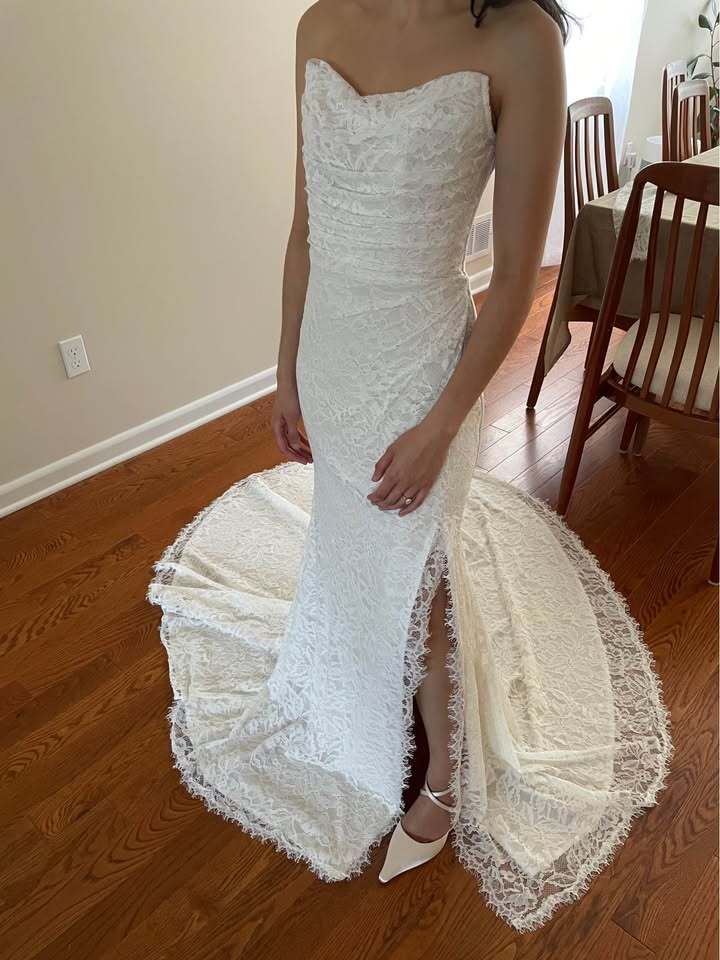 Jenny by Jenny Yoo Dove Long-Sleeve Off-The-Shoulder Lace Wedding Gown - 0