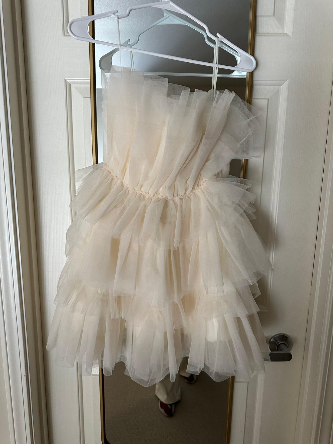 Vici Cream Lille Strapless Tulle Mini Dress - XS