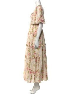 Needle & Thread Floral Print Long A-Line Dress - 0