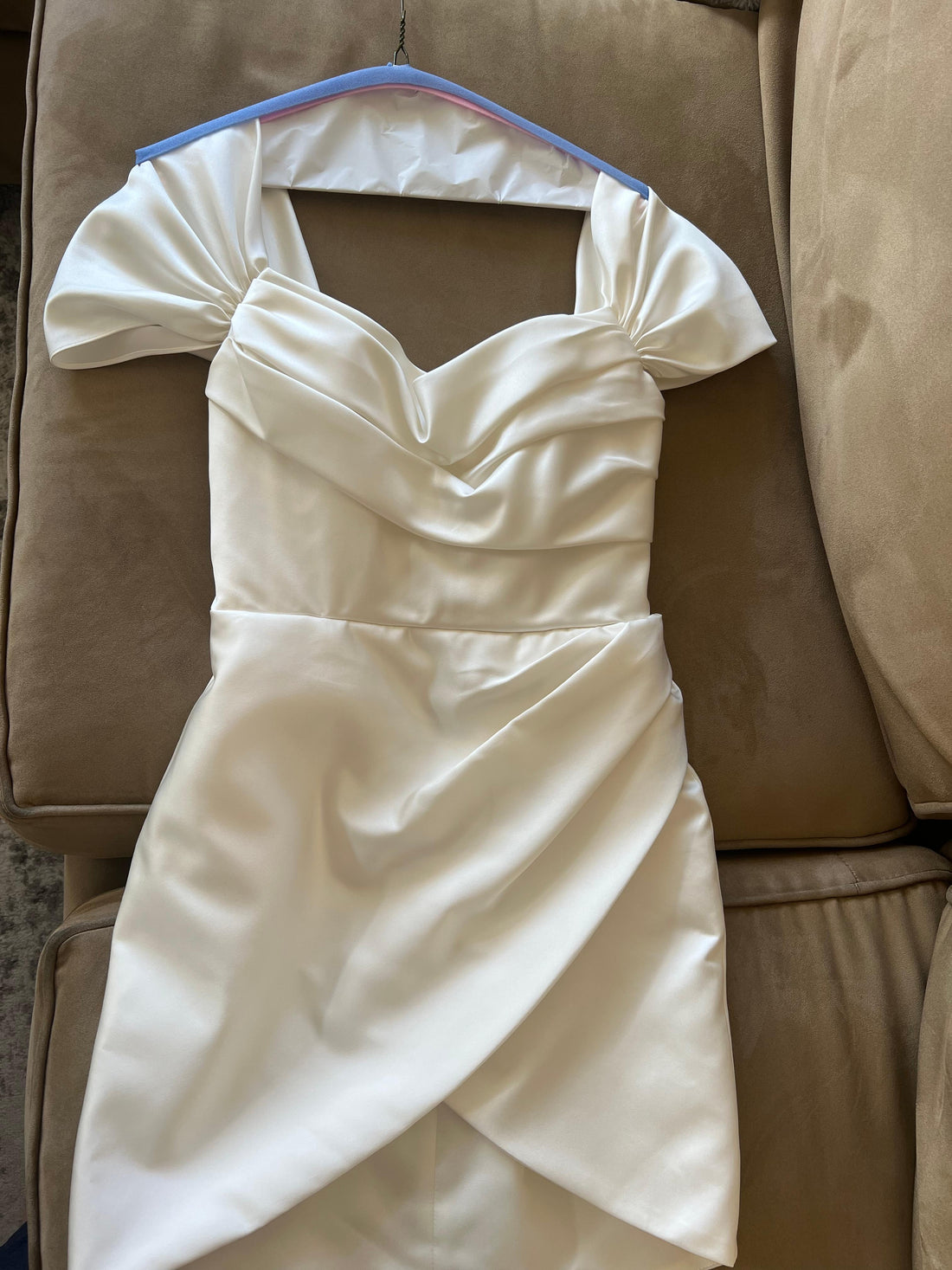Watters Marlina Off the Shoulder Convertible Mini Wedding Dress- 8