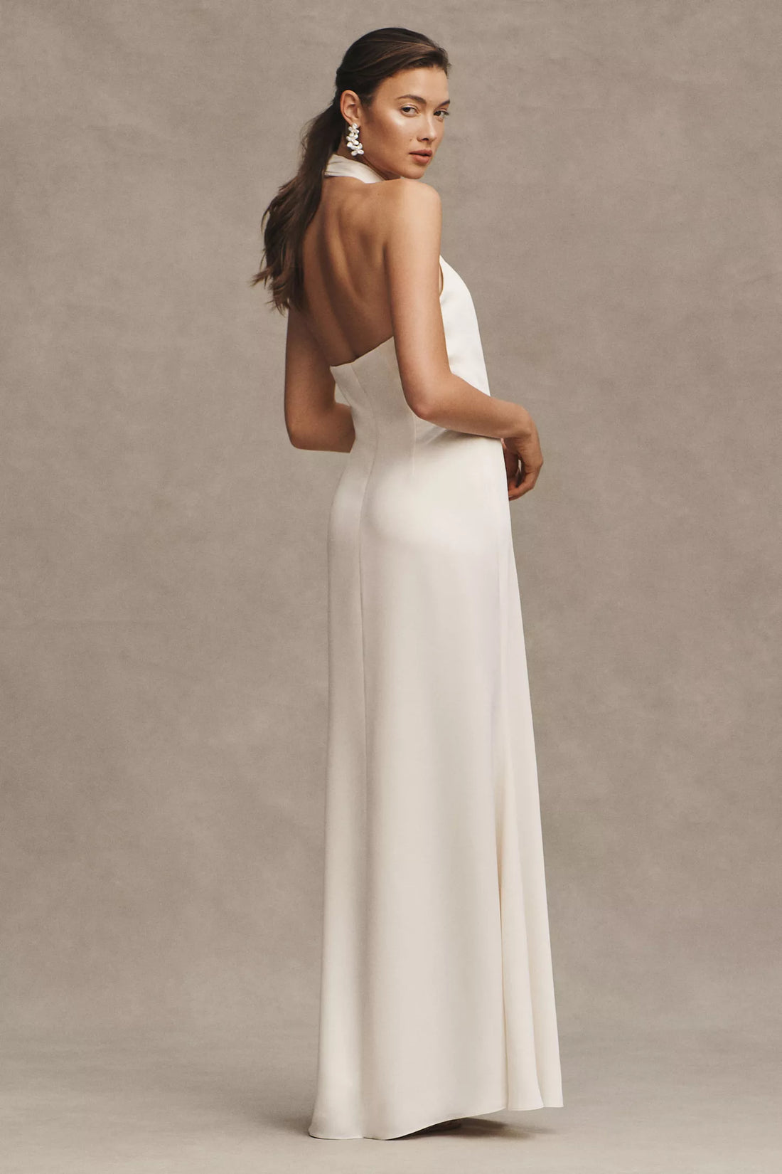 BHLDN Ruby Twist Halter Satin Gown - 4