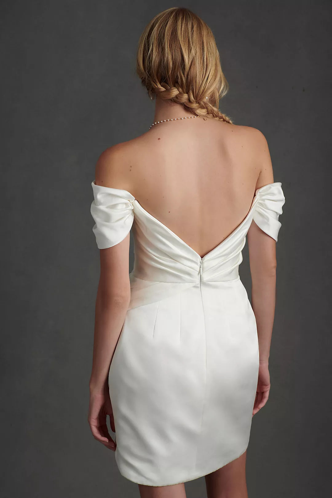 Watters Marlina Off the Shoulder Convertible Mini Wedding Dress- 8