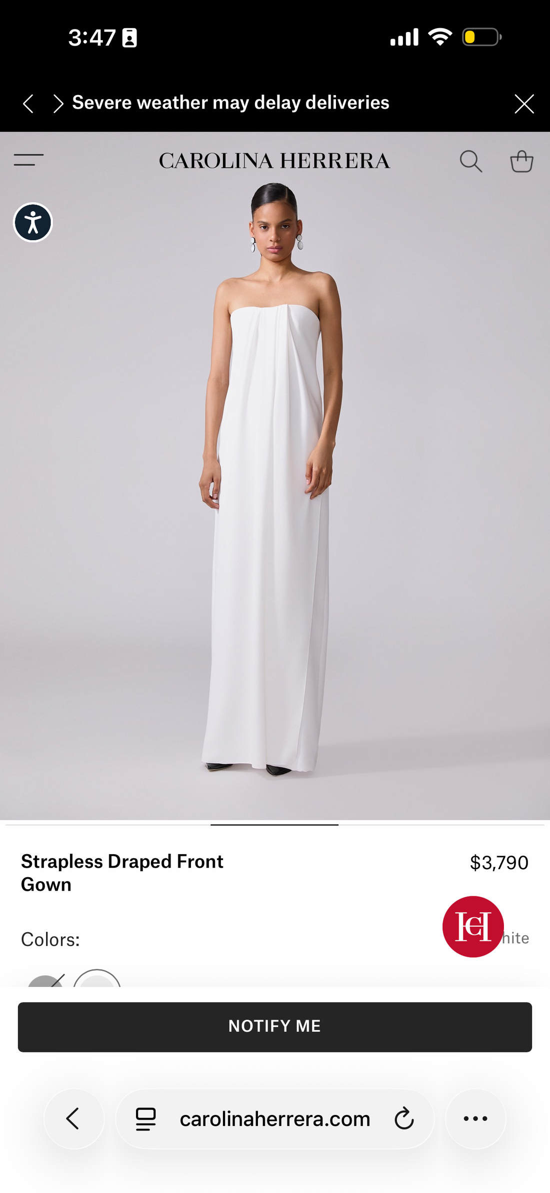 Carolina Herrera Strapless Draped Dress - 6