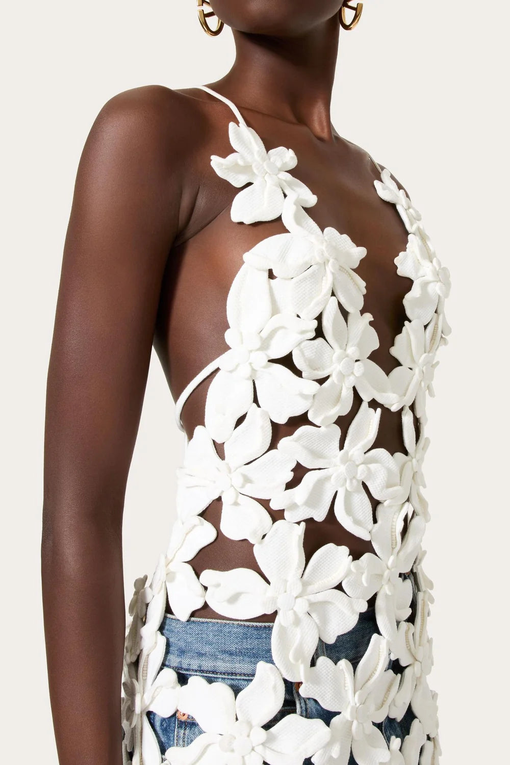Innovare Denim Kira Hollow Lace Up Top - S
