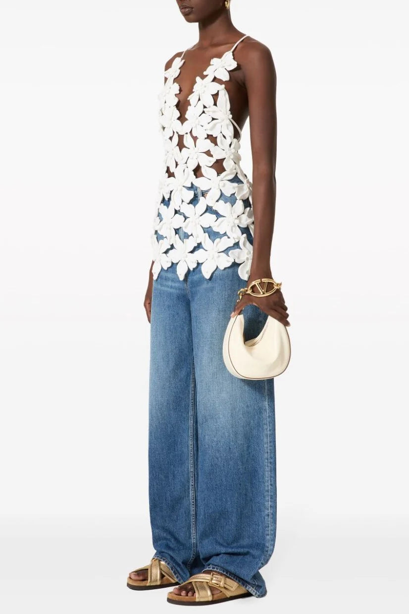 Innovare Denim Kira Hollow Lace Up Top - S