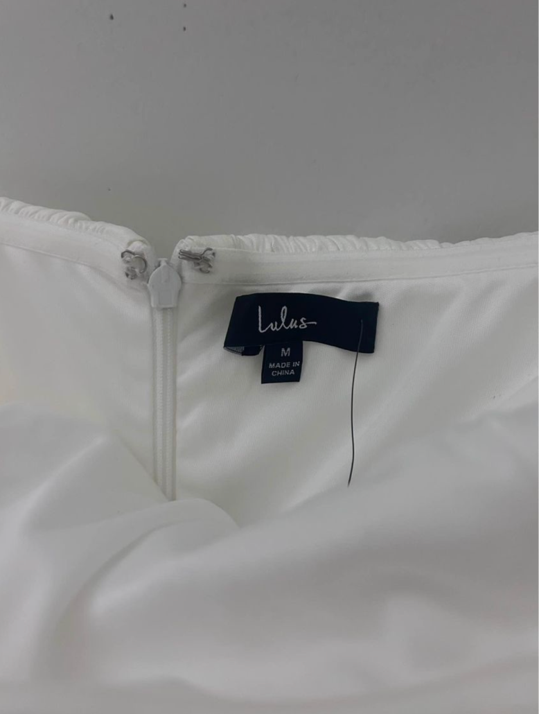 Lulus Fanciful Feat White Taffeta Off-the-Shoulder Bodycon Mini Dress - M