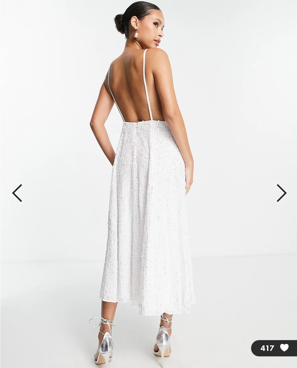 ASOS DESIGN Eva embellished cami midi wedding dress in ivory - 8 – Mariée