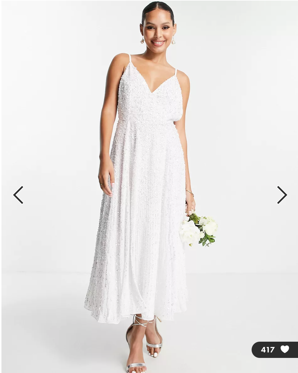 ASOS DESIGN Eva embellished cami midi wedding dress in ivory - 8 – Mariée