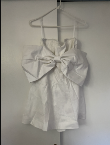 Dissh Aisle White Linen Back Bow Dress - 4