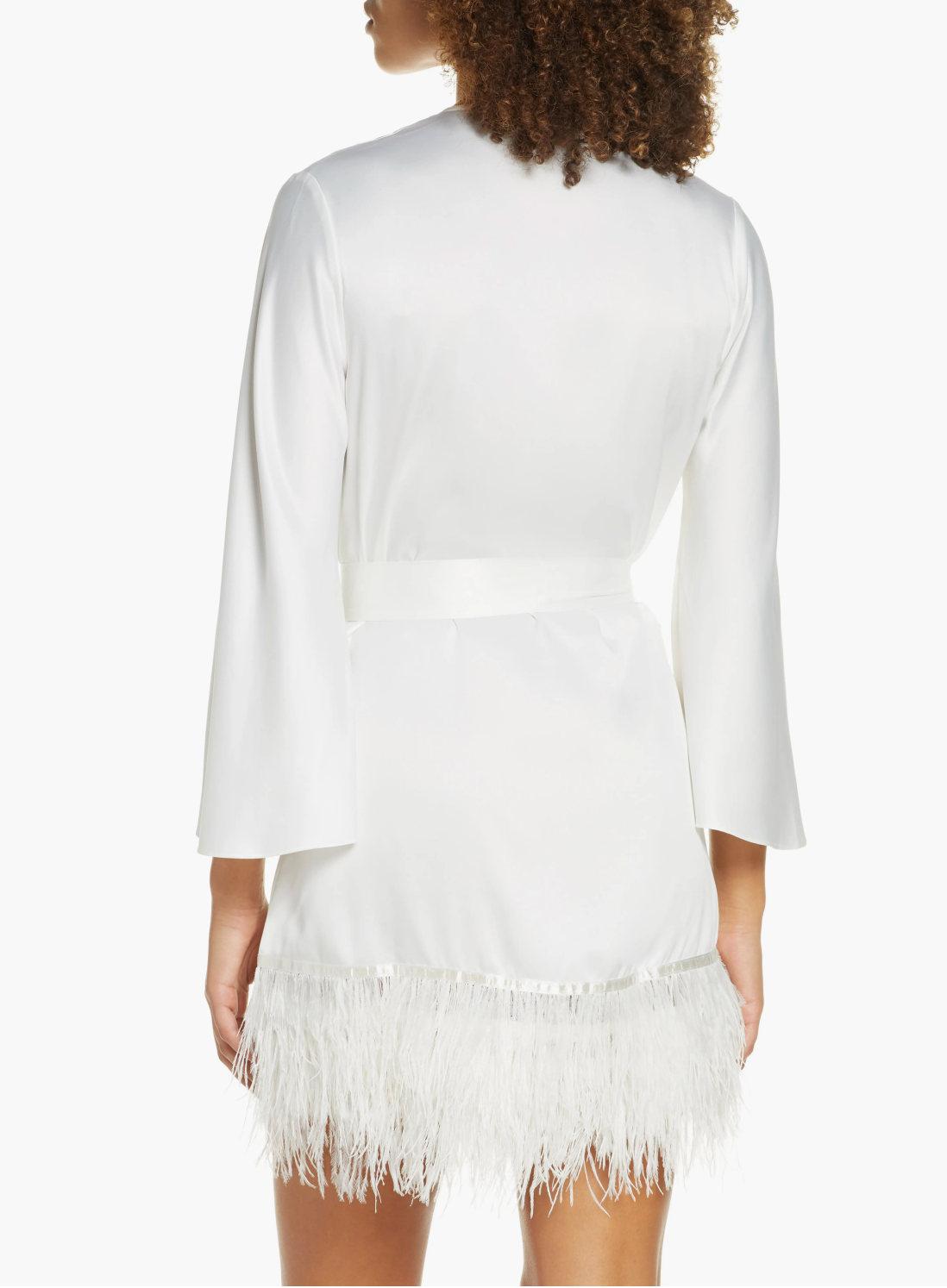 Rya Collection Swan Charmeuse & Ostrich Feather Wrap - XS/S
