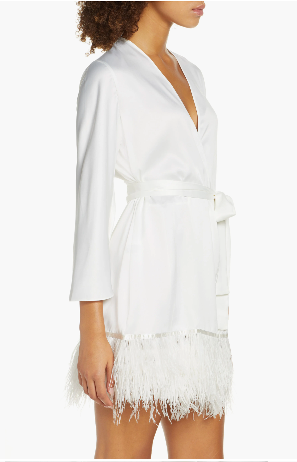 Rya Collection Swan Charmeuse & Ostrich Feather Wrap - XS/S