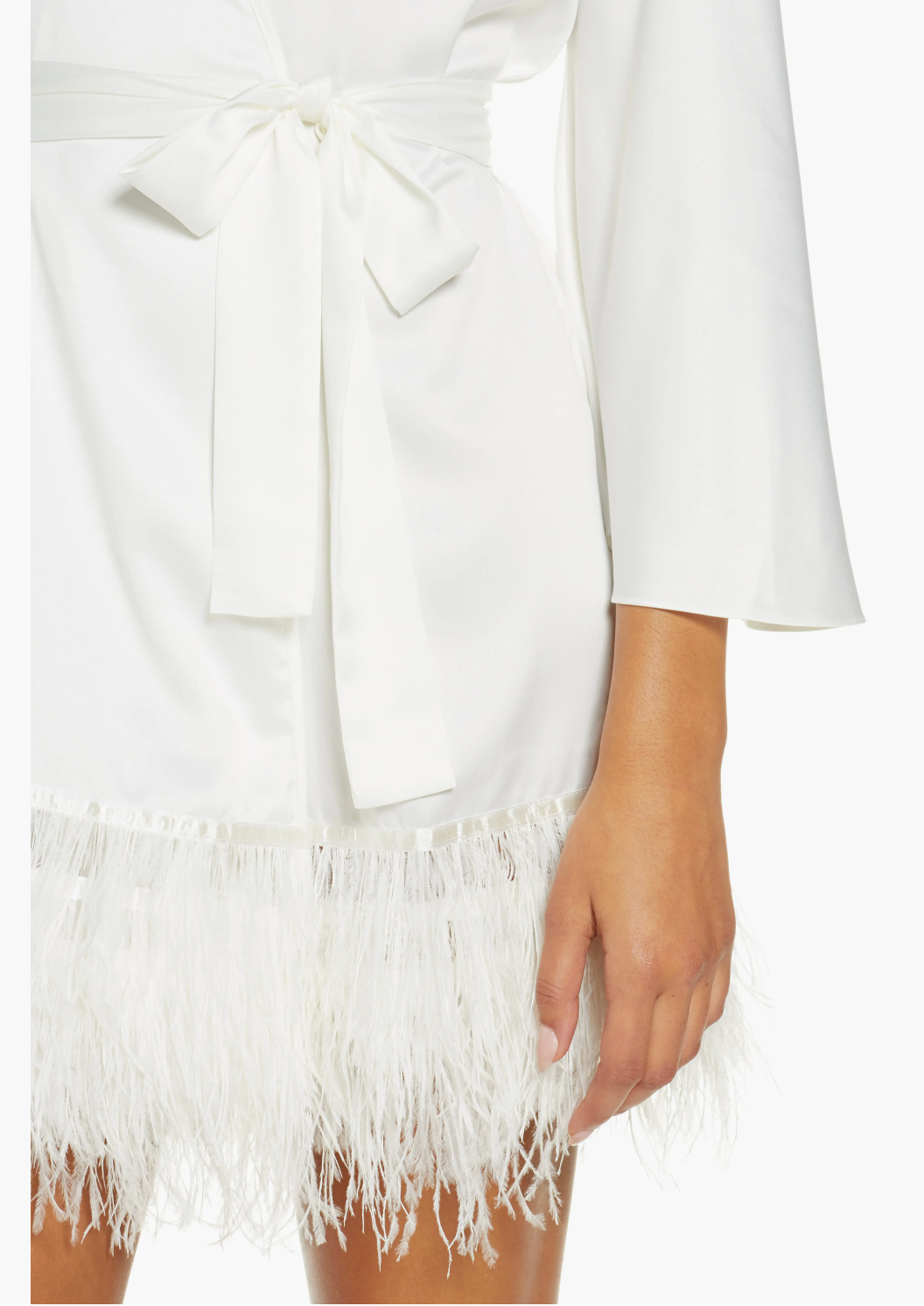 Rya Collection Swan Charmeuse & Ostrich Feather Wrap - XS/S