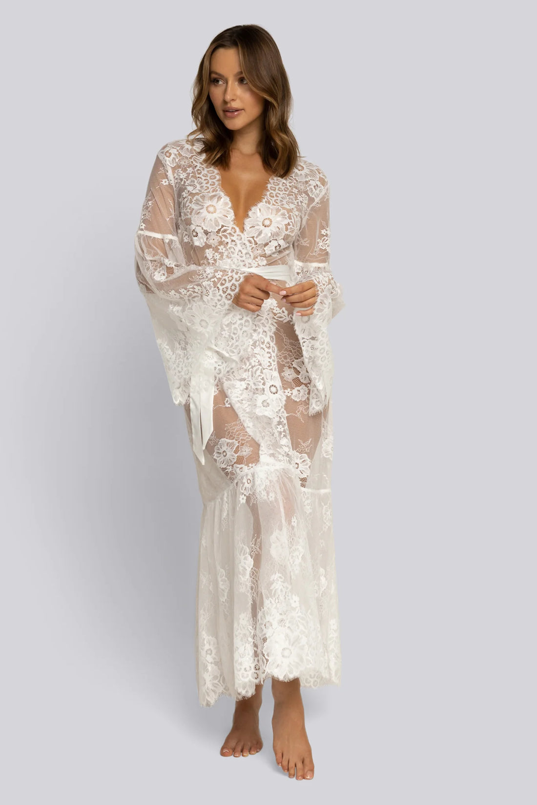 Georgina Long Lace Bridal Robe