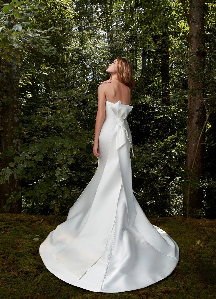 Anne Barge Strapless Silk Draped Fit and Flare Custom Wedding Dress - 4