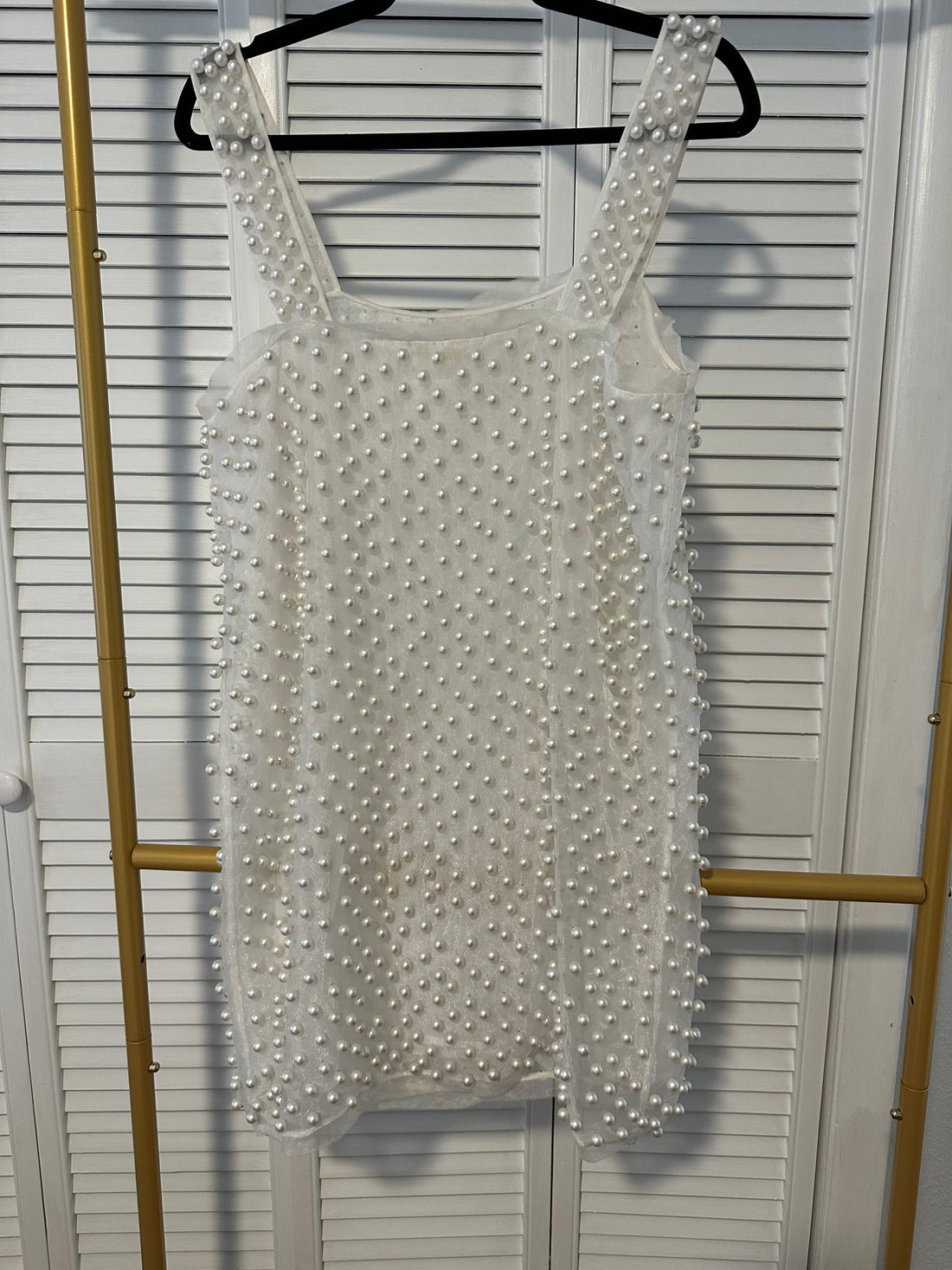LoveShackFancy Kayana Pearl-Embellished Mini Dress - S